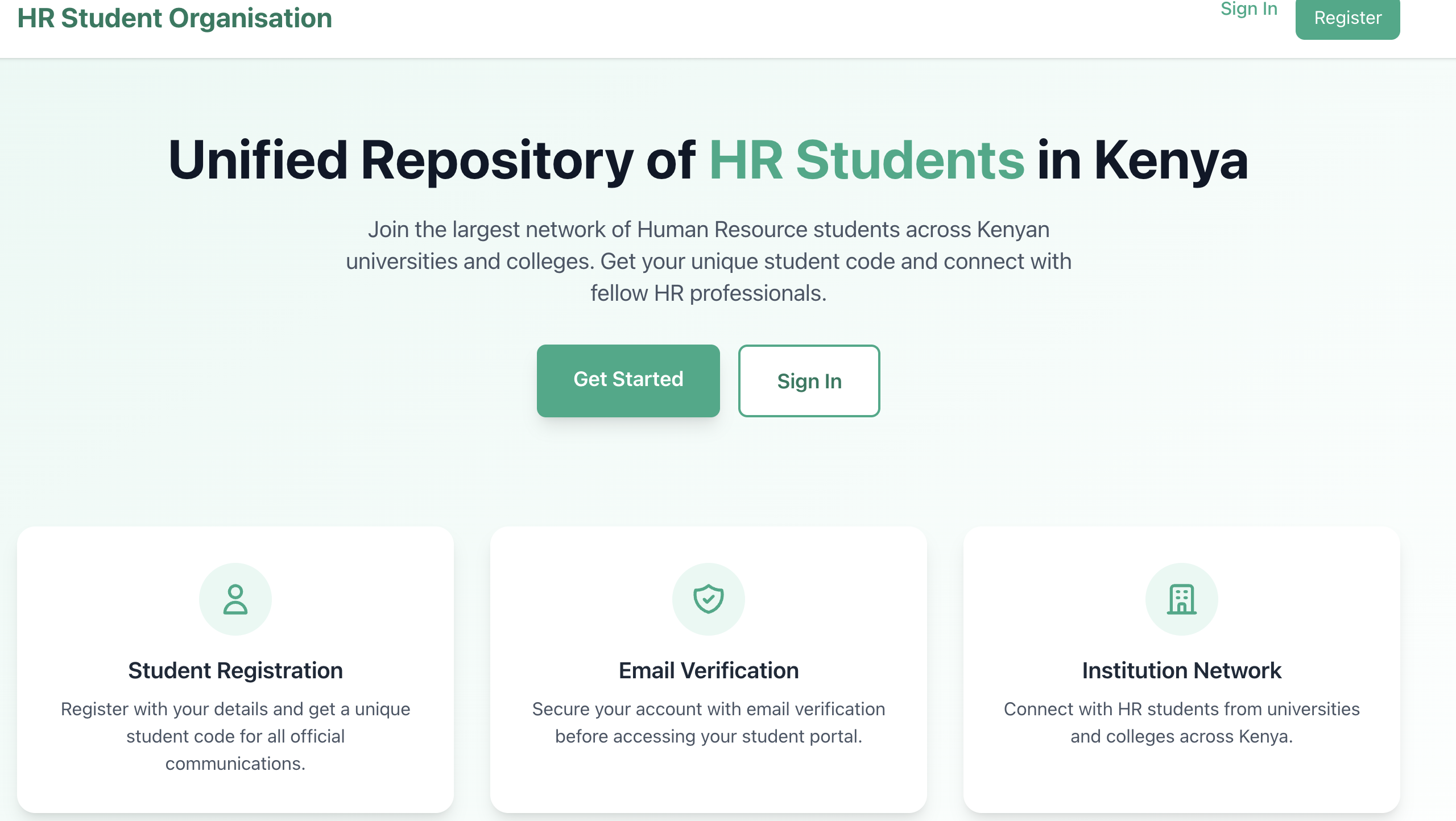 HR student Organisation Portal